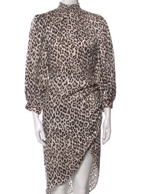 Alice + Olivia Jerilyn Shirred Leopard-Print Cupro-Blend Jacquard Dress